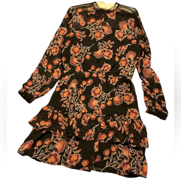 Bb Dakota long sleeve ruffled mini dress, black, size M - Picture 3 of 6